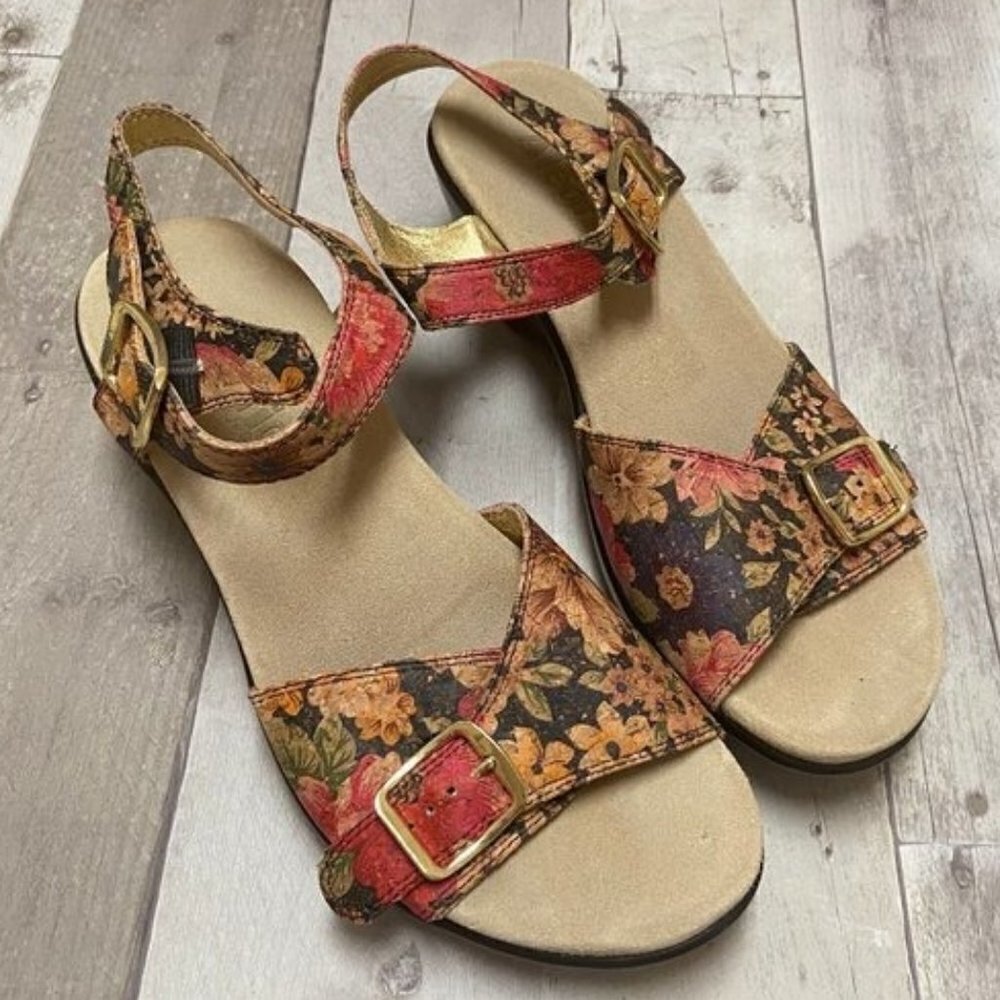 Alegria Wedge Daisy Print Cork Sandal Size 40